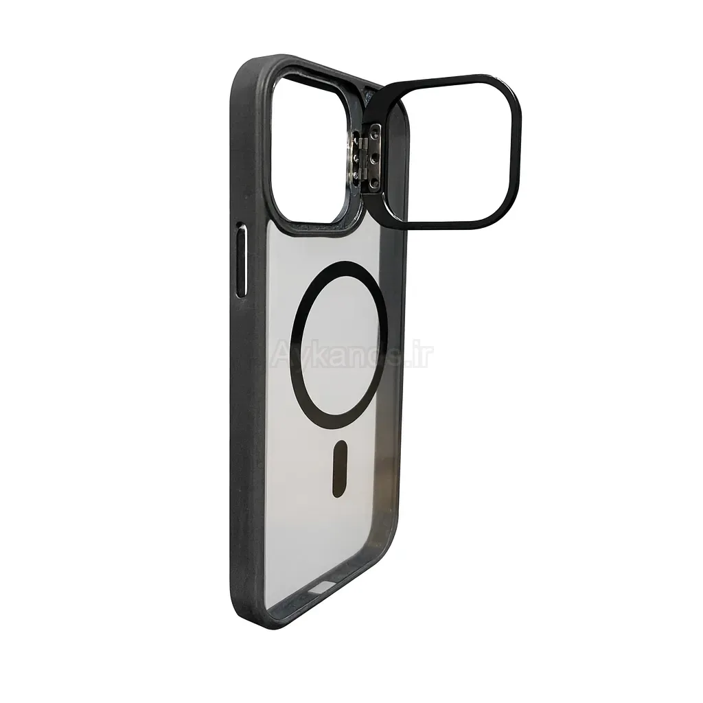 قاب اورجینال IPHONE 12 Pro Max مگ سیف دار مدل Metal Case Stand به همراه محافظ لنز رینگی ست
