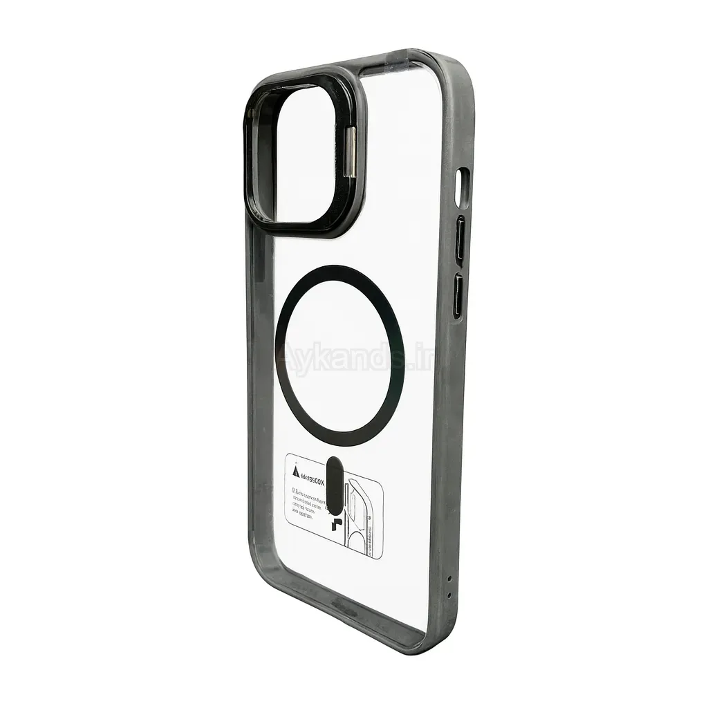 قاب اورجینال IPHONE 12 Pro Max مگ سیف دار مدل Metal Case Stand به همراه محافظ لنز رینگی ست