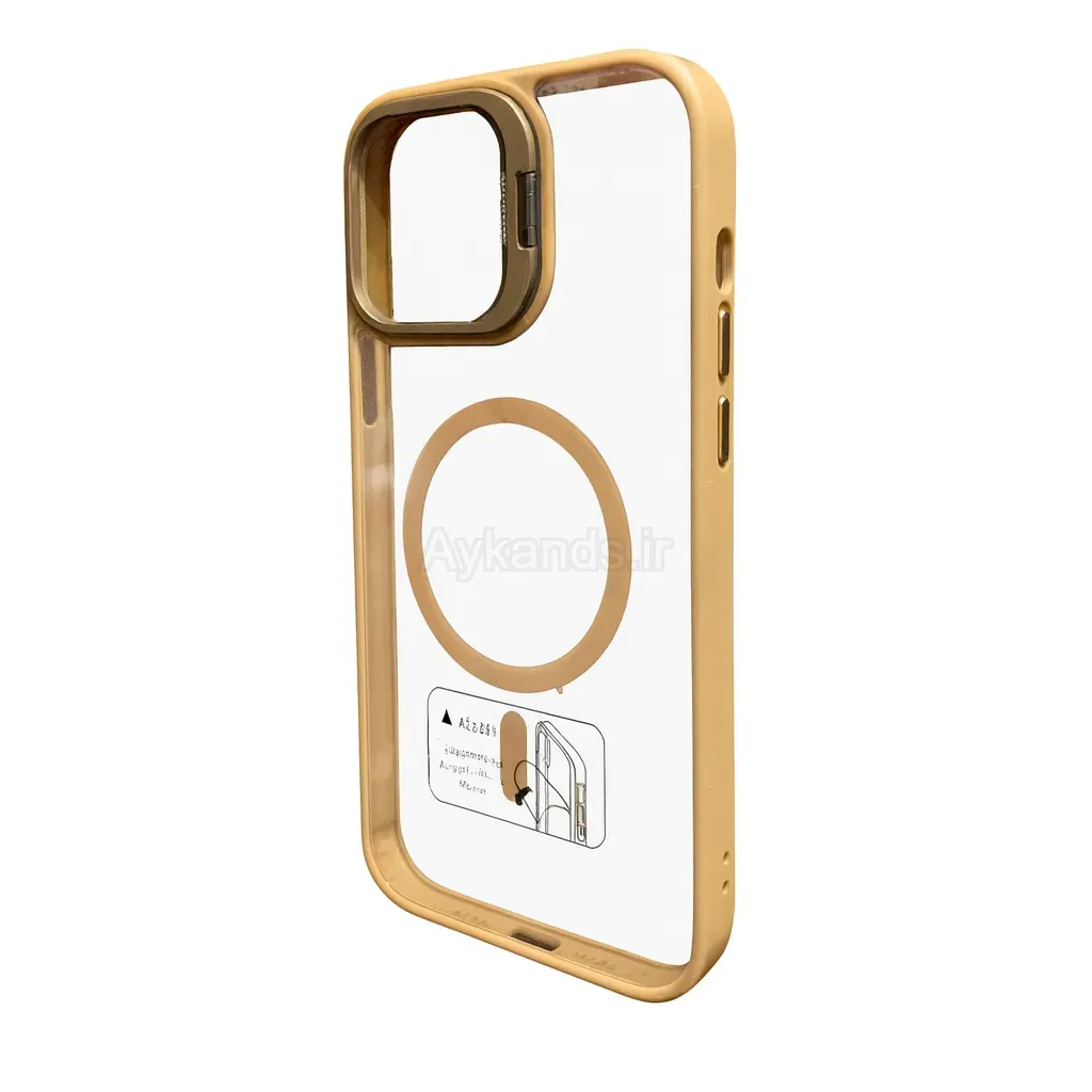 قاب اورجینال IPHONE 16 مگ سیف دار مدل Metal Case Stand به همراه محافظ لنز رینگی ست