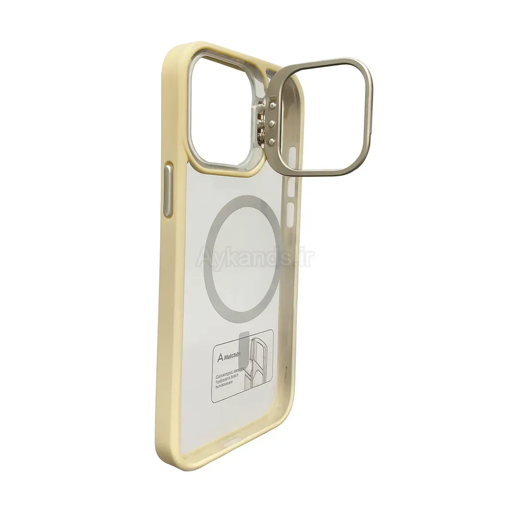 قاب اورجینال IPHONE 12 Pro مگ سیف دار مدل Metal Case Stand به همراه محافظ لنز رینگی ست