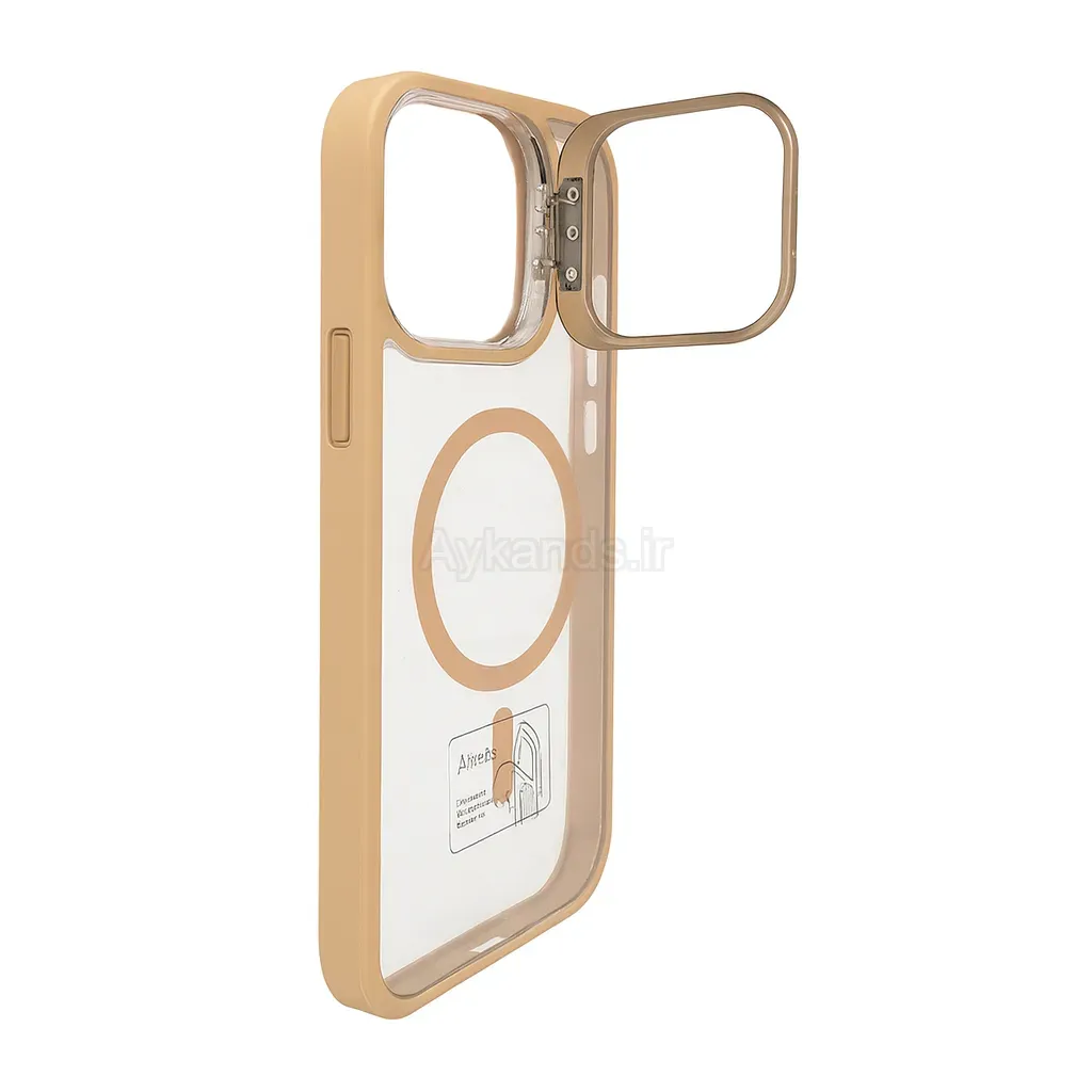 قاب اورجینال IPHONE 14 Pro Max مگ سیف دار مدل Metal Case Stand به همراه محافظ لنز رینگی ست