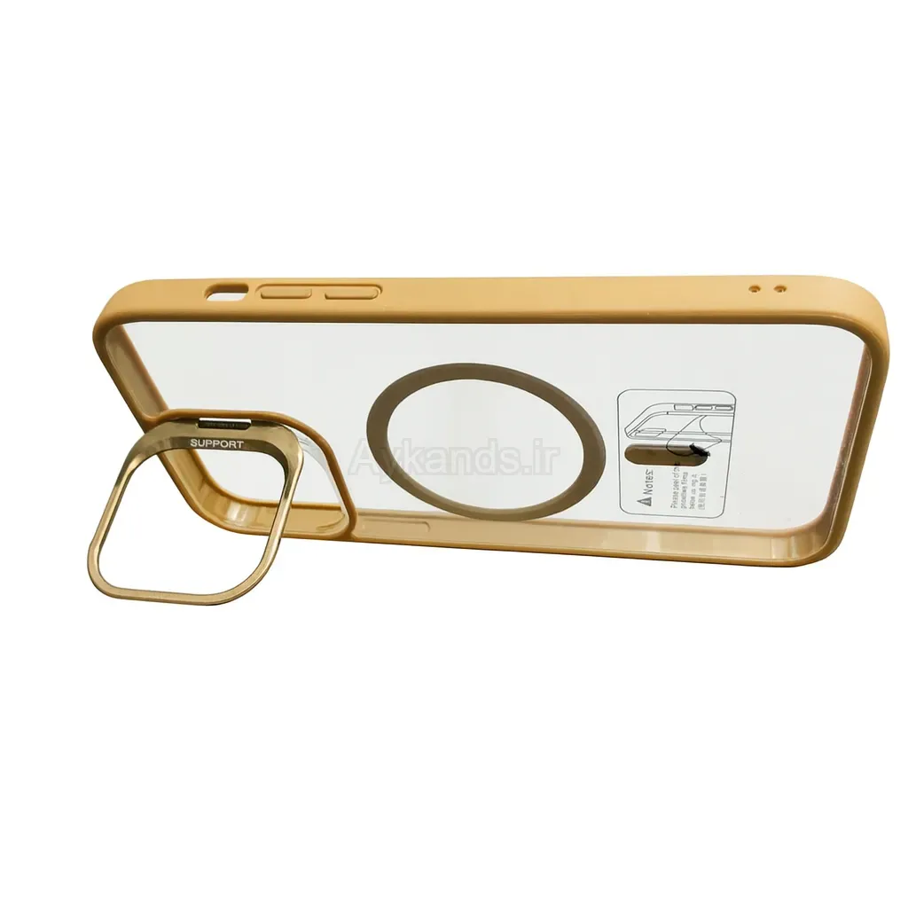 قاب اورجینال IPHONE 15 Pro Max مگ سیف دار مدل Metal Case Stand به همراه محافظ لنز رینگی ست