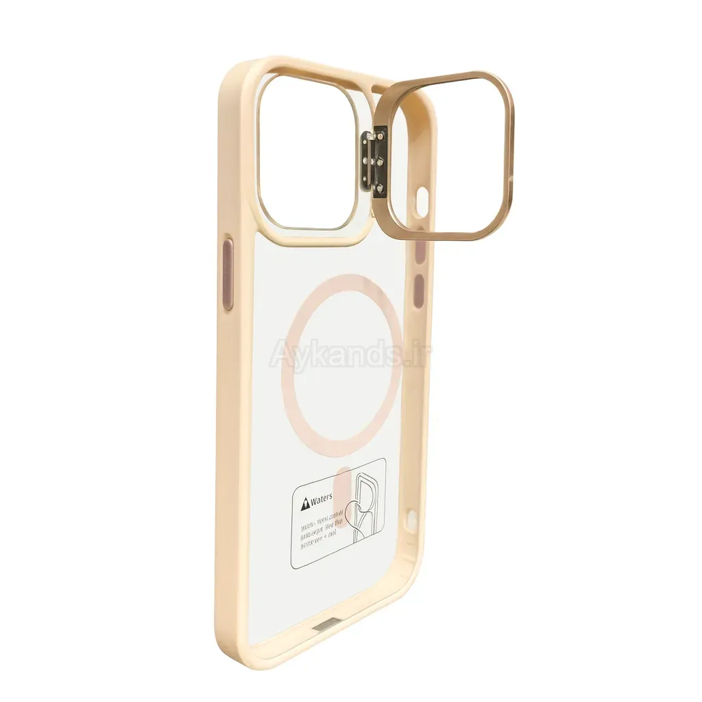 قاب اورجینال IPHONE 14 Pro Max مگ سیف دار مدل Metal Case Stand به همراه محافظ لنز رینگی ست