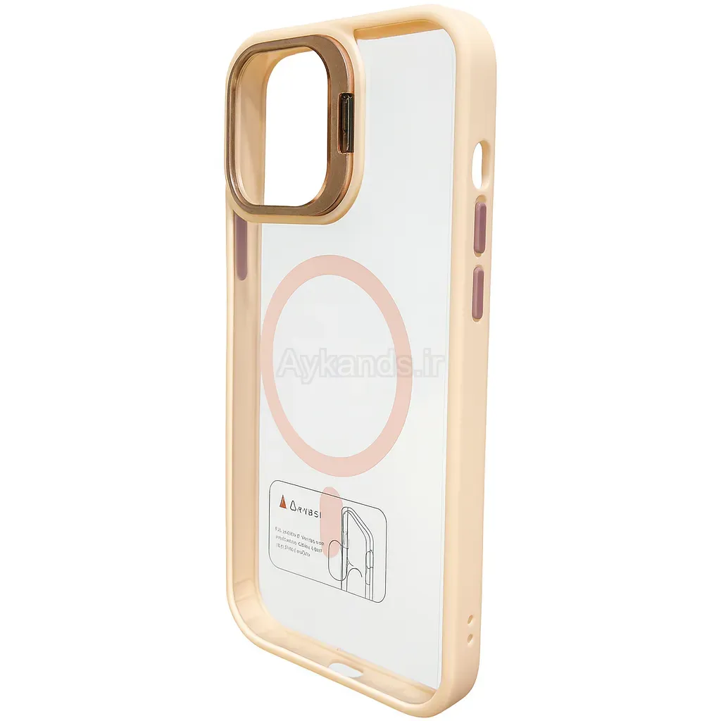 قاب اورجینال IPHONE 13 Pro مگ سیف دار مدل Metal Case Stand به همراه محافظ لنز رینگی ست