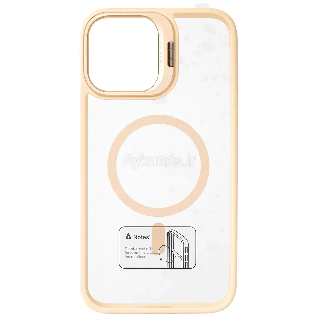قاب اورجینال IPHONE 15 Pro Max مگ سیف دار مدل Metal Case Stand به همراه محافظ لنز رینگی ست