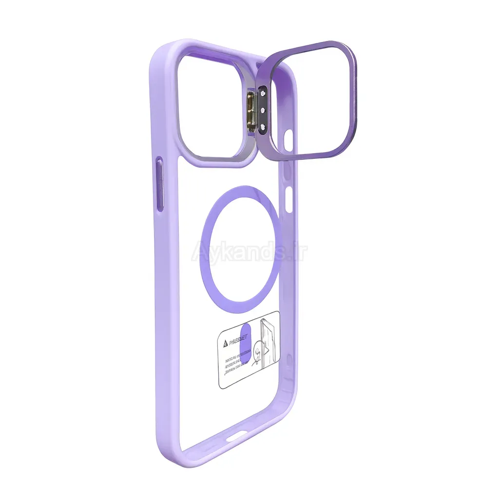 قاب اورجینال IPHONE 11 Pro Max مگ سیف دار مدل Metal Case Stand به همراه محافظ لنز رینگی ست