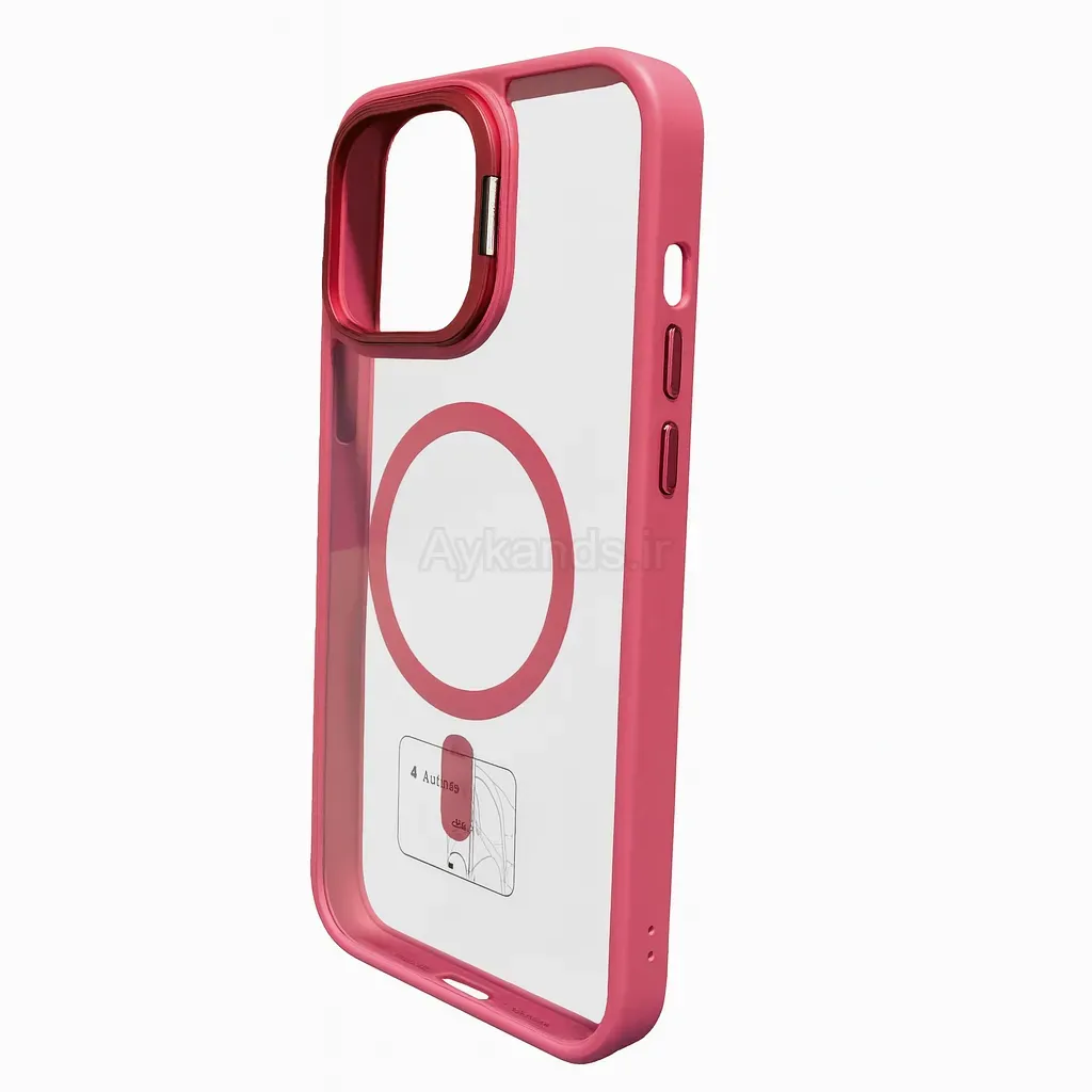 قاب اورجینال IPHONE 15 Pro Max مگ سیف دار مدل Metal Case Stand به همراه محافظ لنز رینگی ست