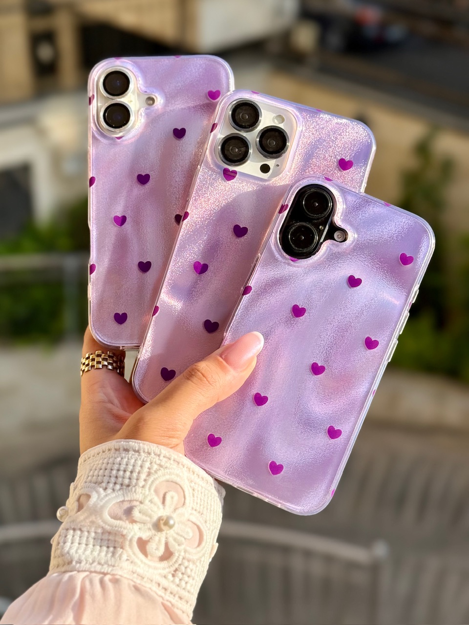 کاور قلب بنفش مناسب برای گوشی موبایل iPhone 15 Pro Max