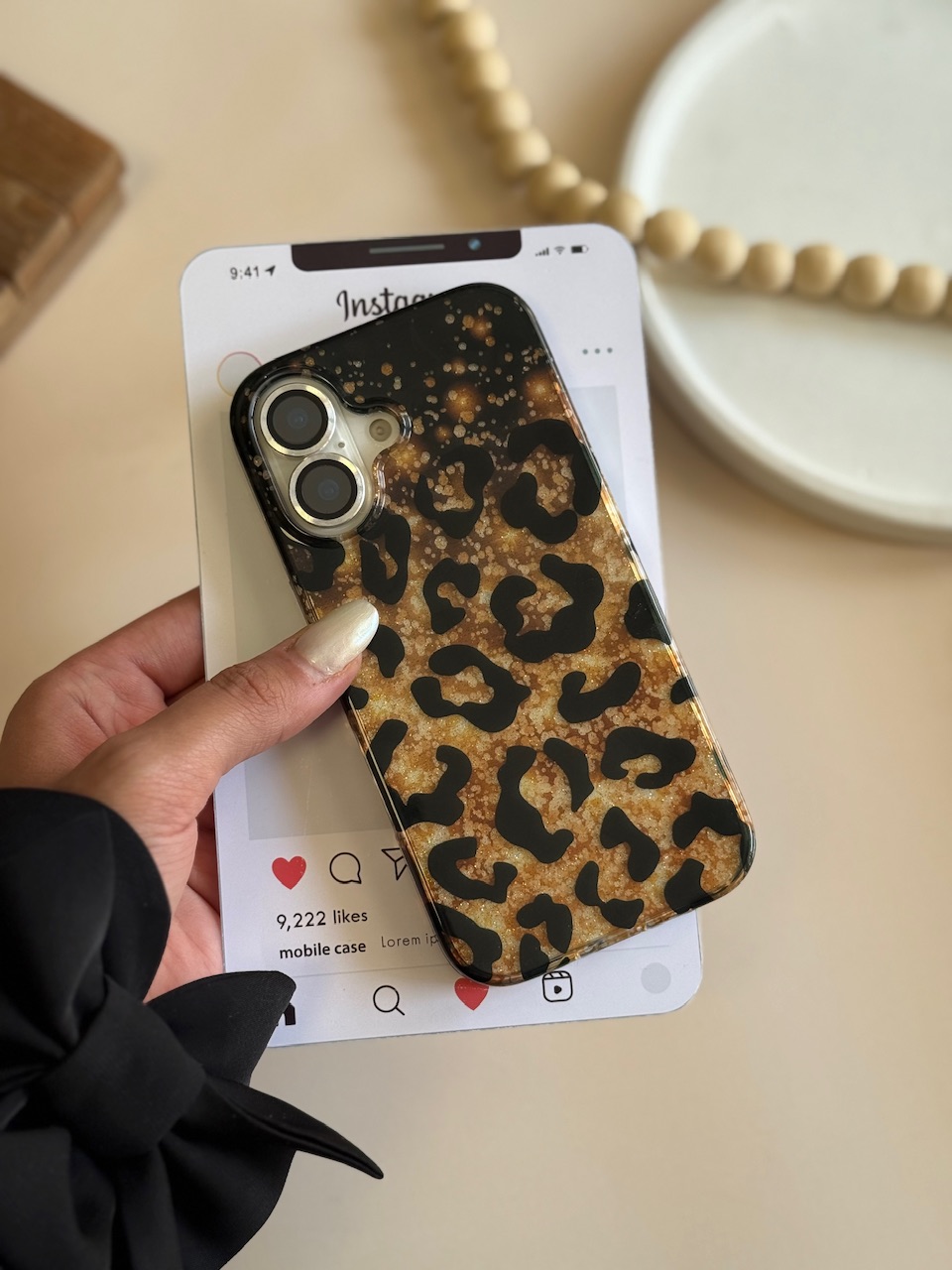 کاور شاینی گلیتر قاب Shiny leopard مناسب برای گوشی موبایل iPhone 15 Pro Max